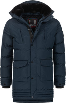 heren winterjas AS285 met teddyvoering en afneembare capuchon Blauw - 3XL