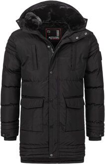 heren winterjas AS285 met teddyvoering en afneembare capuchon Zwart - L