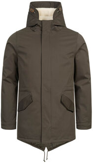 heren winterparka met teddovoering en capuchon Grijs - 3XL