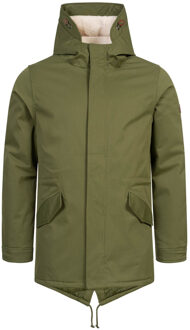 heren winterparka met teddovoering en capuchon Groen - XL