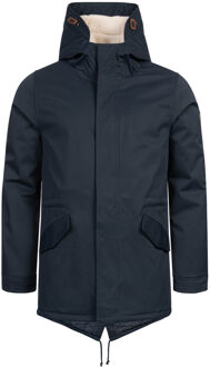 heren winterparka met teddovoering en capuchon - maat Blauw
