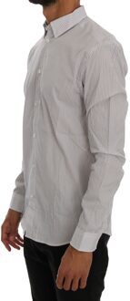 Heren Wit Blauw Gestreept Casual Katoenen Regular Fit Overhemd Veelkleurig