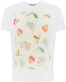 Heren Wit Boekprint T-shirt Daniele Alessandrini , White , Heren - 2Xl,Xl,L,M,S