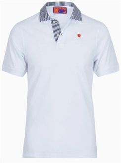 Heren witte polo shirt met seersucker kraag Gallo , White , Heren - L,M,S