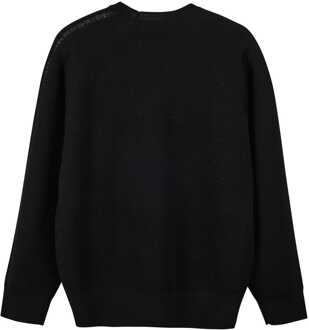 Heren Y-3 Logo Knit Crewneck Sweatshirt in Zwart - maat