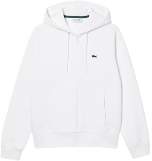 Heren Zip Hoodie, Comfortabel en Stijlvol Lacoste , White , Heren - L,M,S,Xs