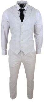 Heren Zomer 2-delig Pak Linnen Formele Grijze Vest Broek Grijs - 50" (Chest) 44" (Waist)