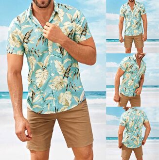 Heren Zomer Mode Heren Zomer Modus Toevallige Koel Strand Stand Kraag Strip Print Korte Mouw Hawaiian Shirt Top