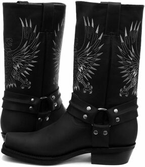 heren zwart lederen cowboylaarzen-Bald Eagle - maat