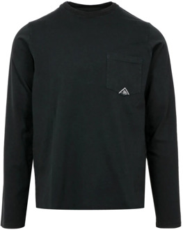 Heren Zwart T-shirt met Lange Mouwen en Zakje Roy Roger's , Black , Heren - 2XL