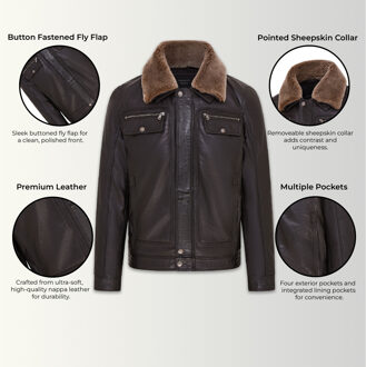 Heren Zwart Trucker Shirt Leren Jack - Tornio - maat XS