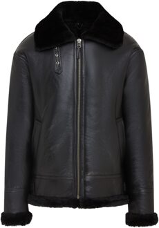 Heren zwarte B3 Aviator pilotenjack van echt schapenleer - Hobart - XL