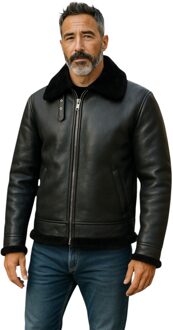 Heren zwarte B3 Aviator pilotenjack van echt schapenleer - Oxford