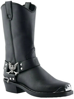 Heren Zwarte Cowboy Bikerlaarzen - Eagle Hi - maat