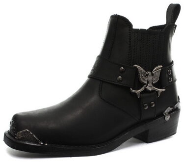 Heren Zwarte Cowboy Bikerlaarzen - Eagle Lo - maat