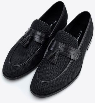 Heren zwarte kwastloafers, echt leer - maat