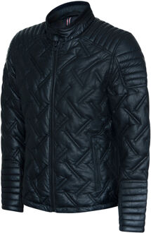Heren Zwarte Leren Gequilt Motojas - Manaus - XS