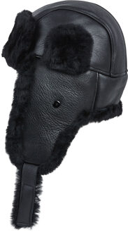 Heren Zwarte RAF Aviator Schapenvacht B-55 Trapper Hoed Winter Warme Leren Navigator Hoed - maat