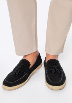 Heren Zwarte Suède Loafers met Kwastje