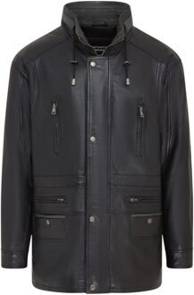 Heren zwarte zachte Italiaanse leren parka jas - Winnipeg - S