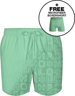 Heren Zwembroek Print Lichtgroen + Gratis Microfiber boxershort