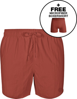 Heren Zwembroek Rood + Gratis Microfiber boxershort