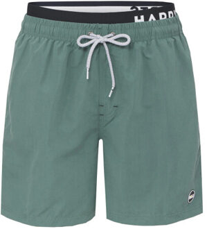 Heren zwemshort dubbele waistband effen kaki Groen - L