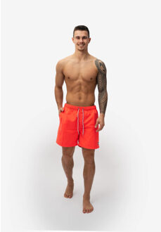 Heren zwemshort effen neon Rood - XL