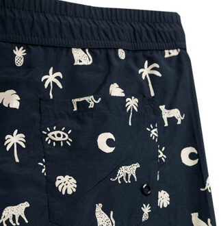 Heren zwemshort met herhaalde print Zwart