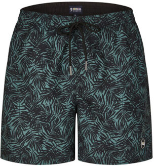 Heren zwemshort palmbladeren zwart/jungle groen print Veelkleurig
