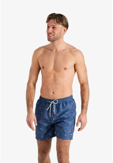 Heren zwemshort palmbomen donker print Blauw - XL