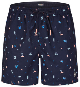 Heren zwemshort strand donkerblauw print - maat S Veelkleurig