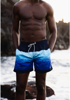 Heren zwemshort waterverf strepen print blauw - M