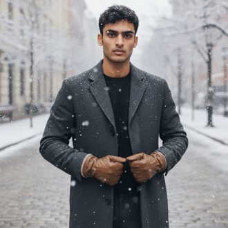 Herenhandschoenen van Italiaans leer met warme wollen voering voor de winter, casual rijden en rijden Bruin - S