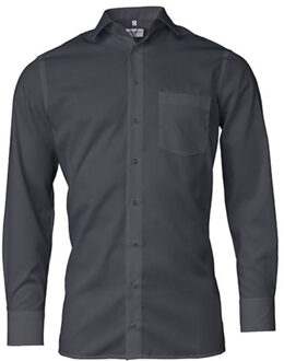 Herenhemd met lange mouwen in chambray modern - maat 40 (M) Grijs