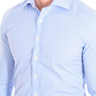 Herenhemd met lange mouwen, reverskraag en knoopsluiting THYM3 Blauw