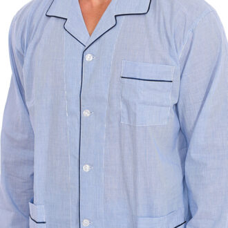 Herenhemd pyjama met lange mouwen KL30192 Blauw
