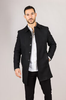 Herenjas van wolmix met klassieke kraag en zwarte overjas