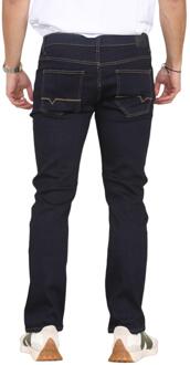 Herenjeans met rechte pijpen, hyperstretch denim in indigo Indigoblauw - 34W/32L