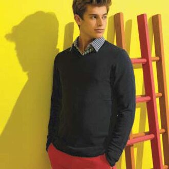 Herenkatoenrijke V-hals trui (Franse marine) - maat XL Navy