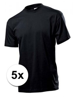 Herenkleding Voordeelpakket 5x zwarte t-shirts