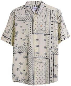 Herenoverhemd met all-over print (Ecru) - S