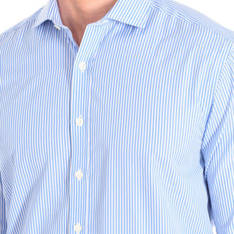 Herenoverhemd met lange mouwen en reverskraag BILL355DC Blauw - EU 38