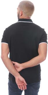 Herenpolo met piqué streepjes (Zwart)