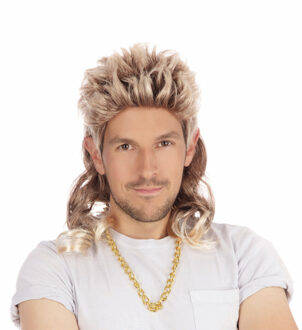 Herenpruik - Blond - met lange mat in de nek - half lang haar