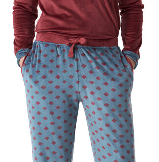 Herenpyjama met lange mouwen en mandarijnkraag JJBDP5400 Donkerrood