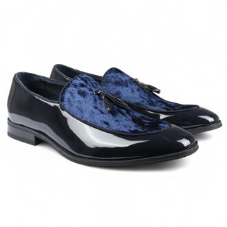 Herenschoenen in marineblauw met fluwelen kwastjes en formele lakschoenen Navy - EU 42