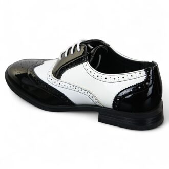 Herenschoenen met vetersluiting, zwart/wit, brogues, nette schoenen - EU 40