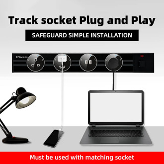 Herepow Power Track Socket UK USA USB With Protective Kitchen Office Concert Temp Outlet 40 cm Length Removable Socket