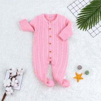 Herfst Baby Baby Meisjes Lange Mouw Gebreide Solid Print Rompertjes Kinderen Jongens Bodysuit Jumpsuit Aankomst P / 6m